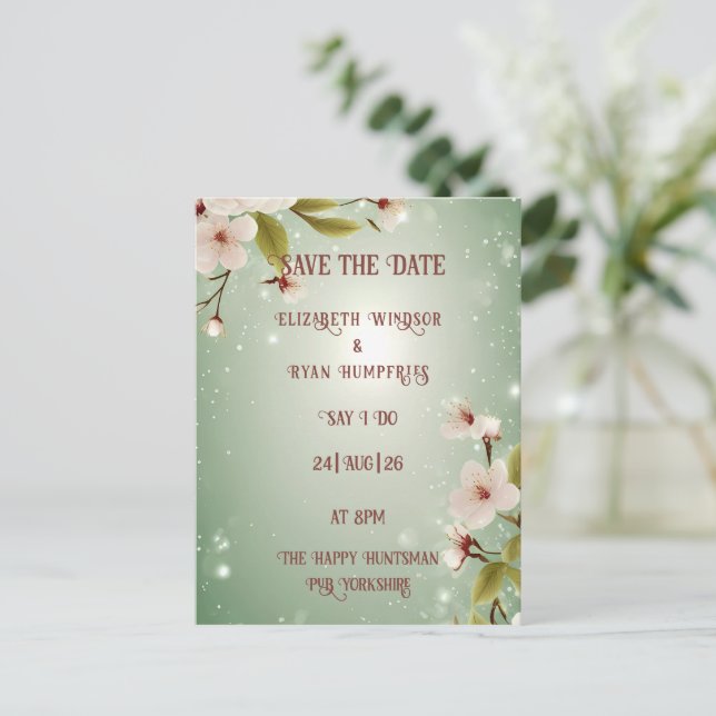 Convites para Casamento Floral de Flor Elegante (Em pé/Frente)