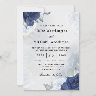 convites para casamento floral de marinho