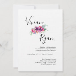 Convites Para Casamento Floral De Púrpura De Aquar