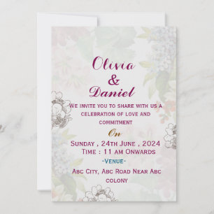 Convites para Casamento Floral em Inglês