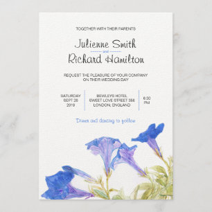 Convites para Casamento Floral Russo Azul