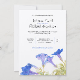 Convites para Casamento Floral Rustic Blue