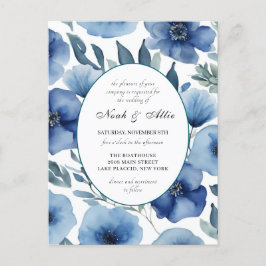Convites para Casamento Floral Serene Blue