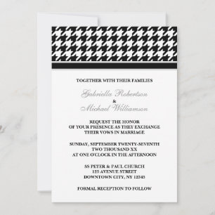 Convites para Casamento Formal Branco Preto