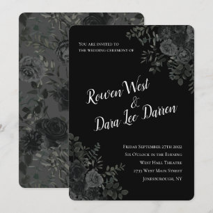 Convites para Casamento Gótico-Rosa-Branco e Pret