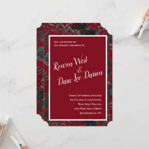 Convites para Casamento Gótico Rosa, Vermelho e N
