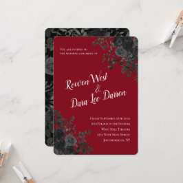 Convites para Casamento Gótico Rosa, Vermelho e Ne