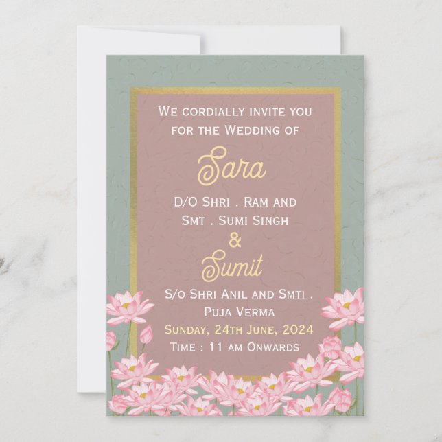 Convites para Casamento Indiano (Frente)