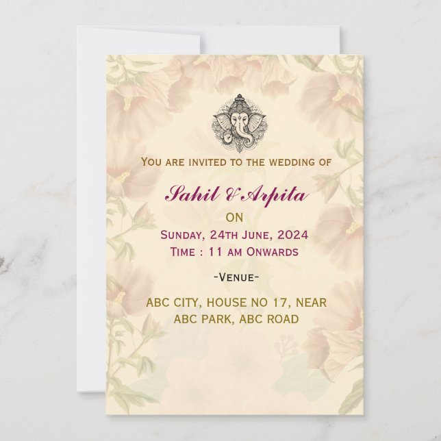 Convites para Casamento Indiano (Frente)
