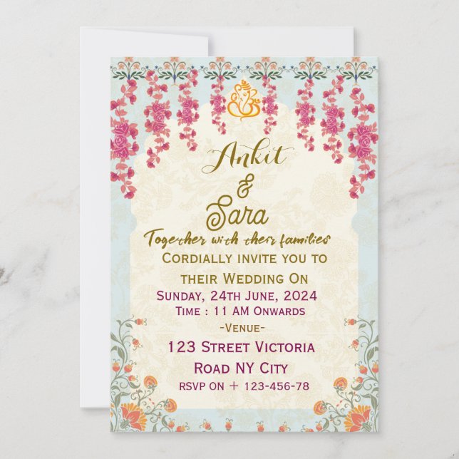 Convites para Casamento Indiano (Frente)