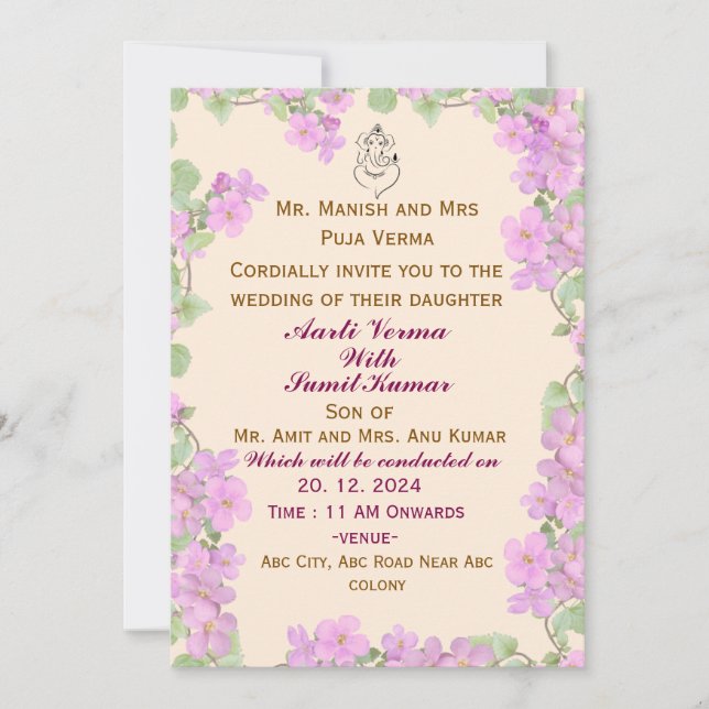 Convites para Casamento Indiano (Frente)
