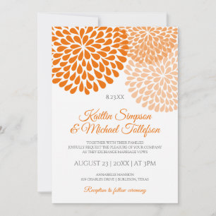 Convites para Casamento Laranja e Pêssego Floral