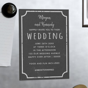 Convites para Casamento Magnético Rustic Chalkboa