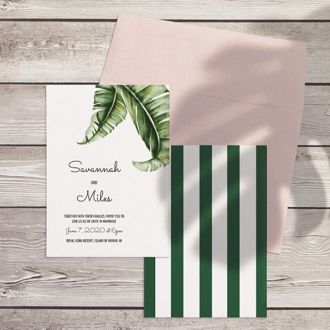 Convites para Casamento Moderno de Banana Leaf do  (Stripes can be any color! Add a colored envelope to complete the set.)