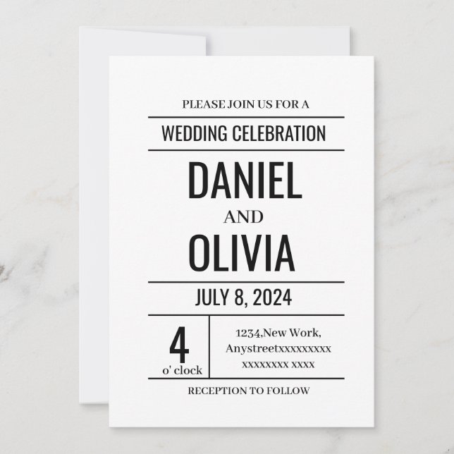 Convites para Casamento Moderno Minimalista (Frente)