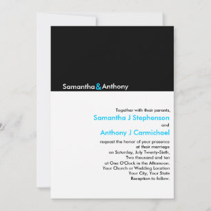 Convites para Casamento Moderno Minimalista Preto/