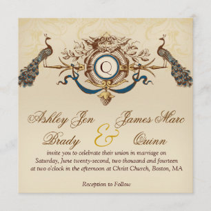 Convites para Casamento na Praça de Peacock Elega