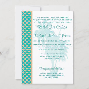 Convites para Casamento na Praia de Teal & Tan Kha