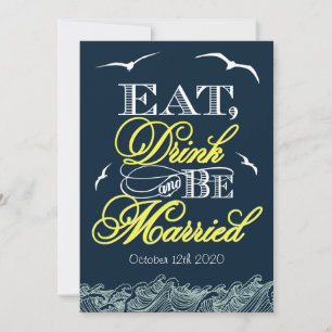 Convites para Casamento Náutico Marinho Azul e Am