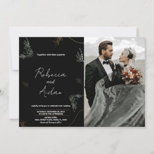 Convites para Casamento Negro Escuro com foto