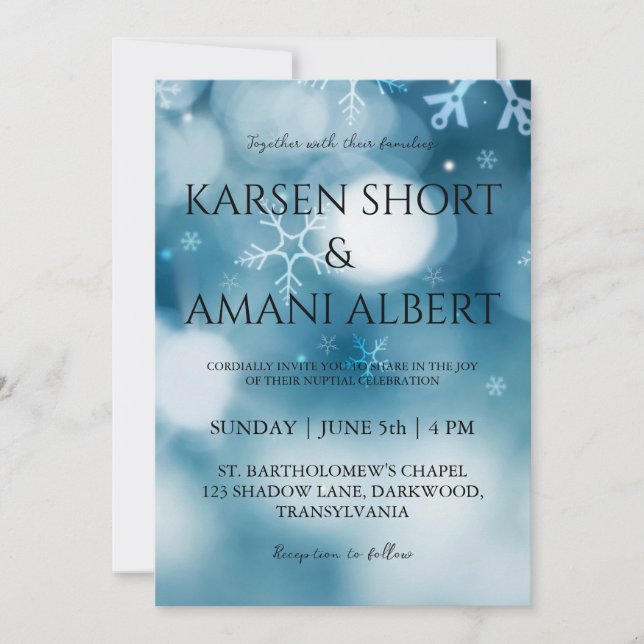 convites para casamento no inverno da neve (Frente)