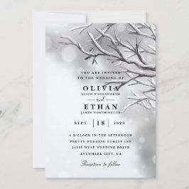 Convites para casamento no inverno prateado