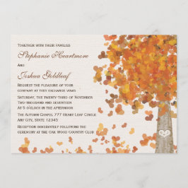 Convites para Casamento outono de Iniciais de Árvo