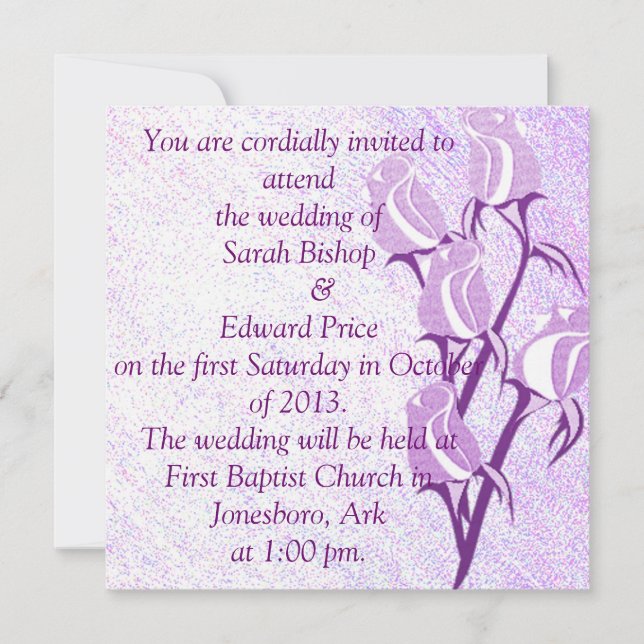 Convites para Casamento Personalizado Rosa Roxo (Frente)