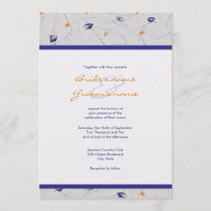 Convites para Casamento Petal de Flor Laranja e Az