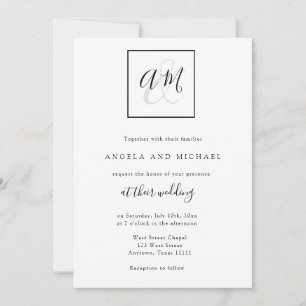 Convites para Casamento Preto e Branco do Monogram