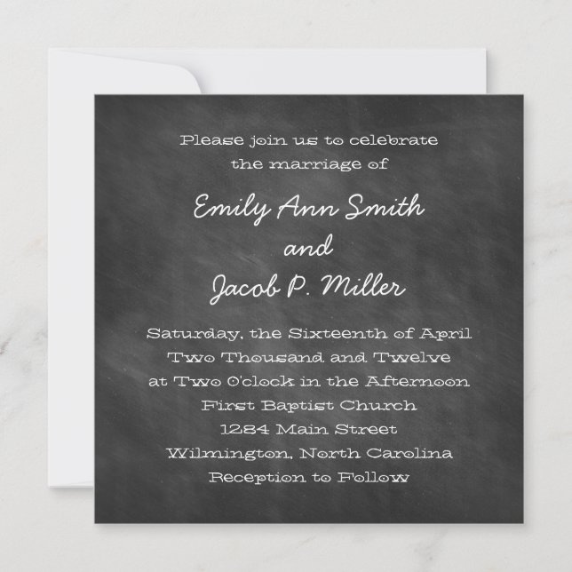 Convites para Casamento Quadrado de Chalkboard (Frente)