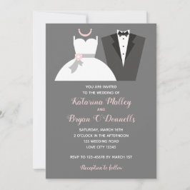 Convites para Casamento Rosa Preto e Esbranquiçado