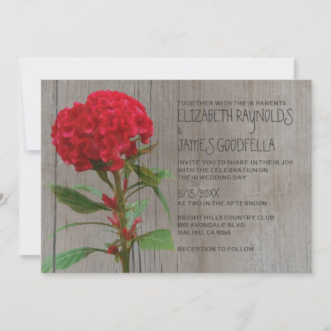 Convites para Casamento Russo Cockscomb (Frente)
