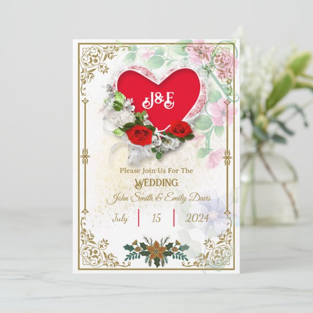 Convites para Casamento Russo com Código Qr Rsvp (Em pé/Frente)