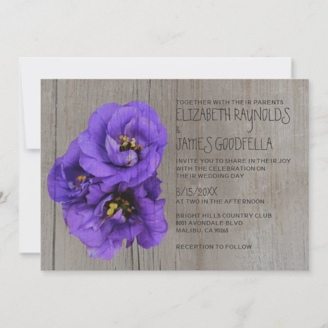Convites para Casamento Russo Lisianthus (Frente)