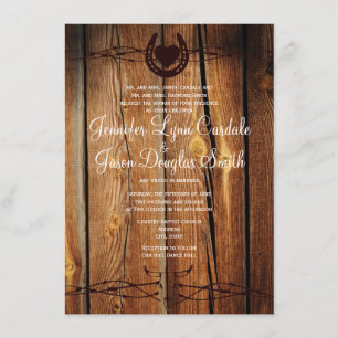 Convites para Casamento Rustic Barbed Wire Horsfer