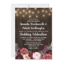 Convites para Casamento Rustic Bohemian Marsala Pe