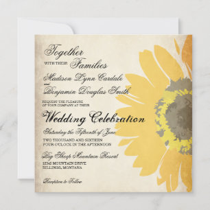 Convites para Casamento Rustic Country Sunflower