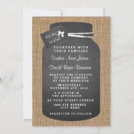 Convites para Casamento Rustic Mason Jar Burlap