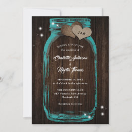 Convites para Casamento Rustic Teal Mason Jar