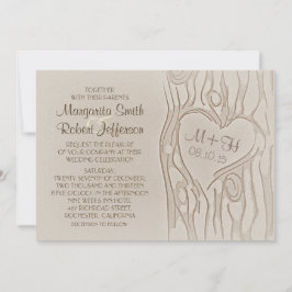 convites para casamento rústico em árvore esculpid