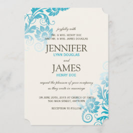 Convites para Casamento Teal de Ombre Clássico