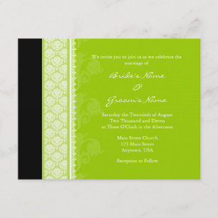 Convites para Casamento tema damasco A2 Verde lim