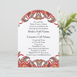 Convites para Casamento tema damasco de Paisley de