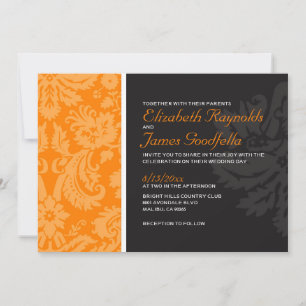 Convites para Casamento tema damasco Laranja