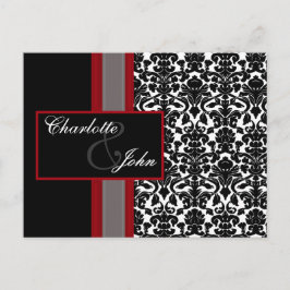 Convites para Casamento tema damasco Preto Branco