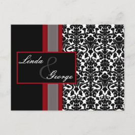 Convites para Casamento tema damasco Preto Branco
