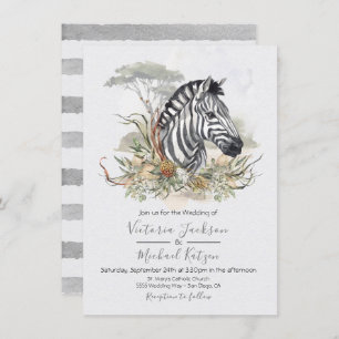 Convites para casamento Tropical Jungle Zebra