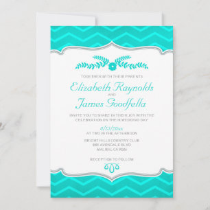 Convites para Casamento Turquesa Zigzag