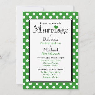 Convites para Casamento Verde bolinhas